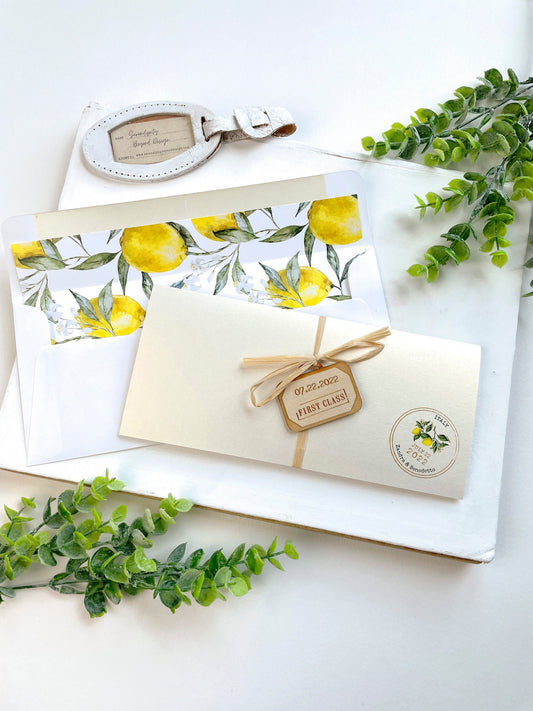 Lemon Boarding Pass Wedding Invitation (Sicily)