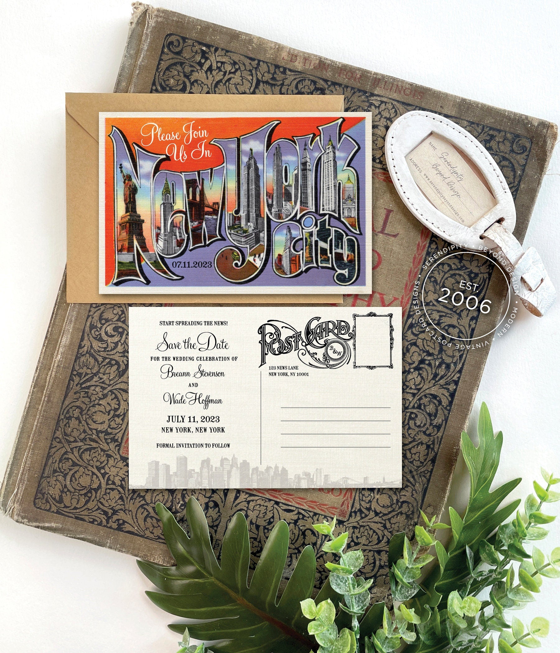 Save the Date - New York City - Vintage Large Letter Postcard