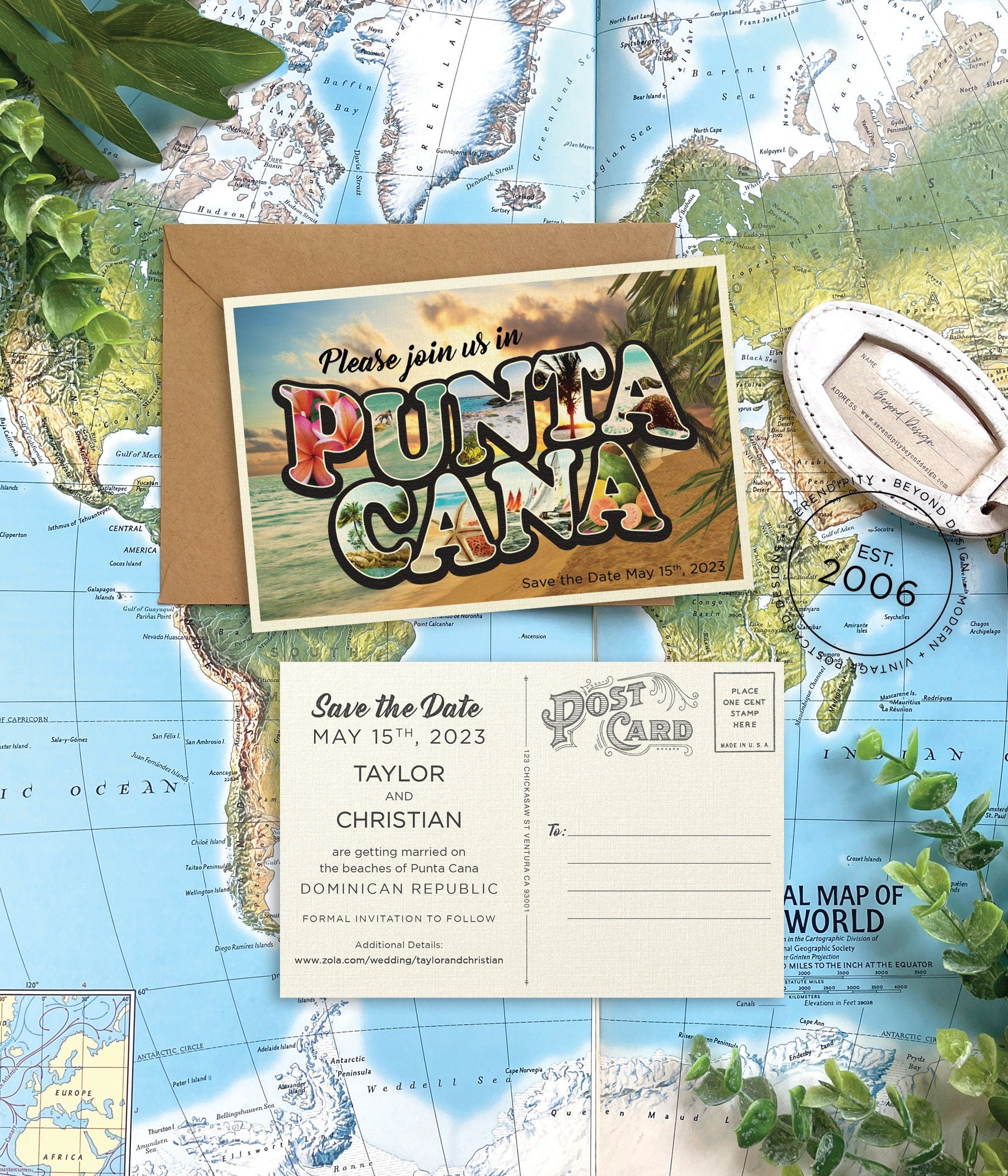 Save the Date - Punta Cana - Vintage Large Letter Postcard (Dominican Republic)