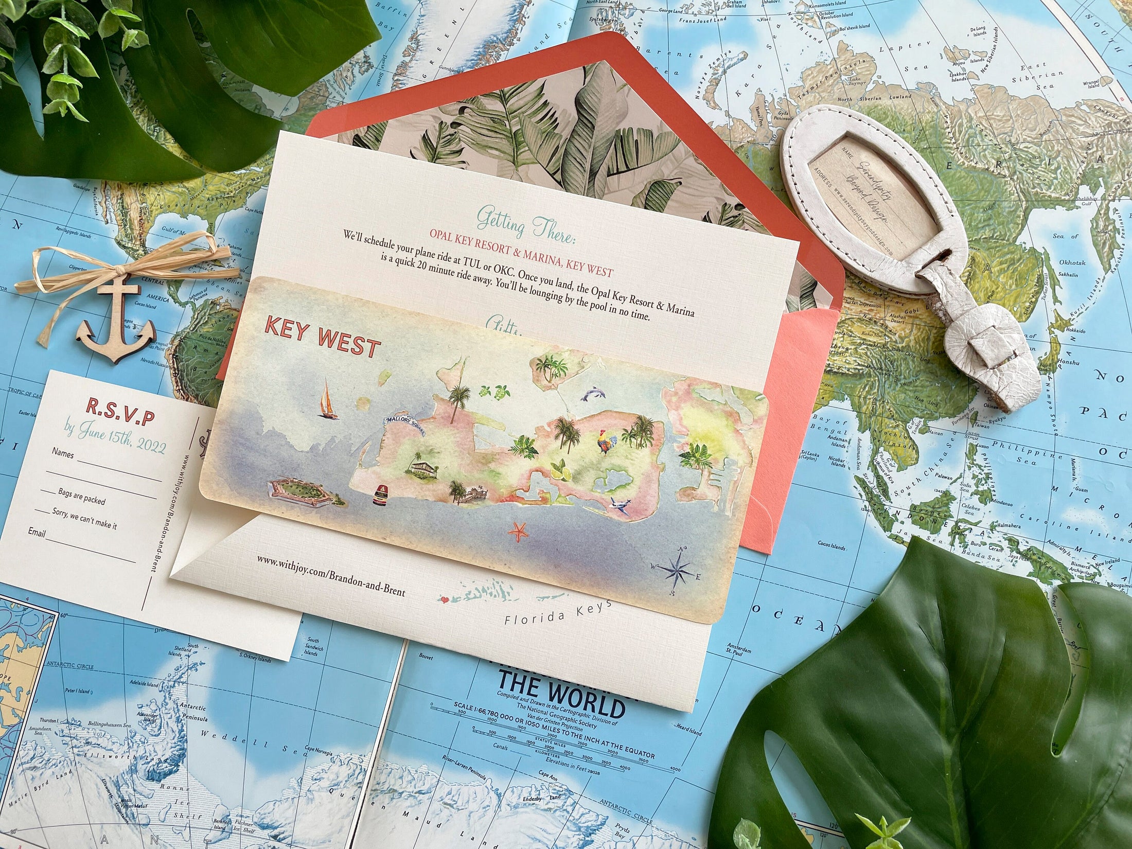Key West Boarding Pass Wedding Invitation (Hemingway House)