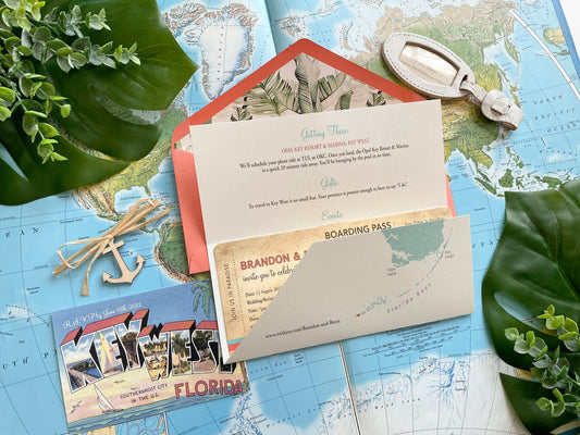 Key West Boarding Pass Wedding Invitation (Hemingway House)