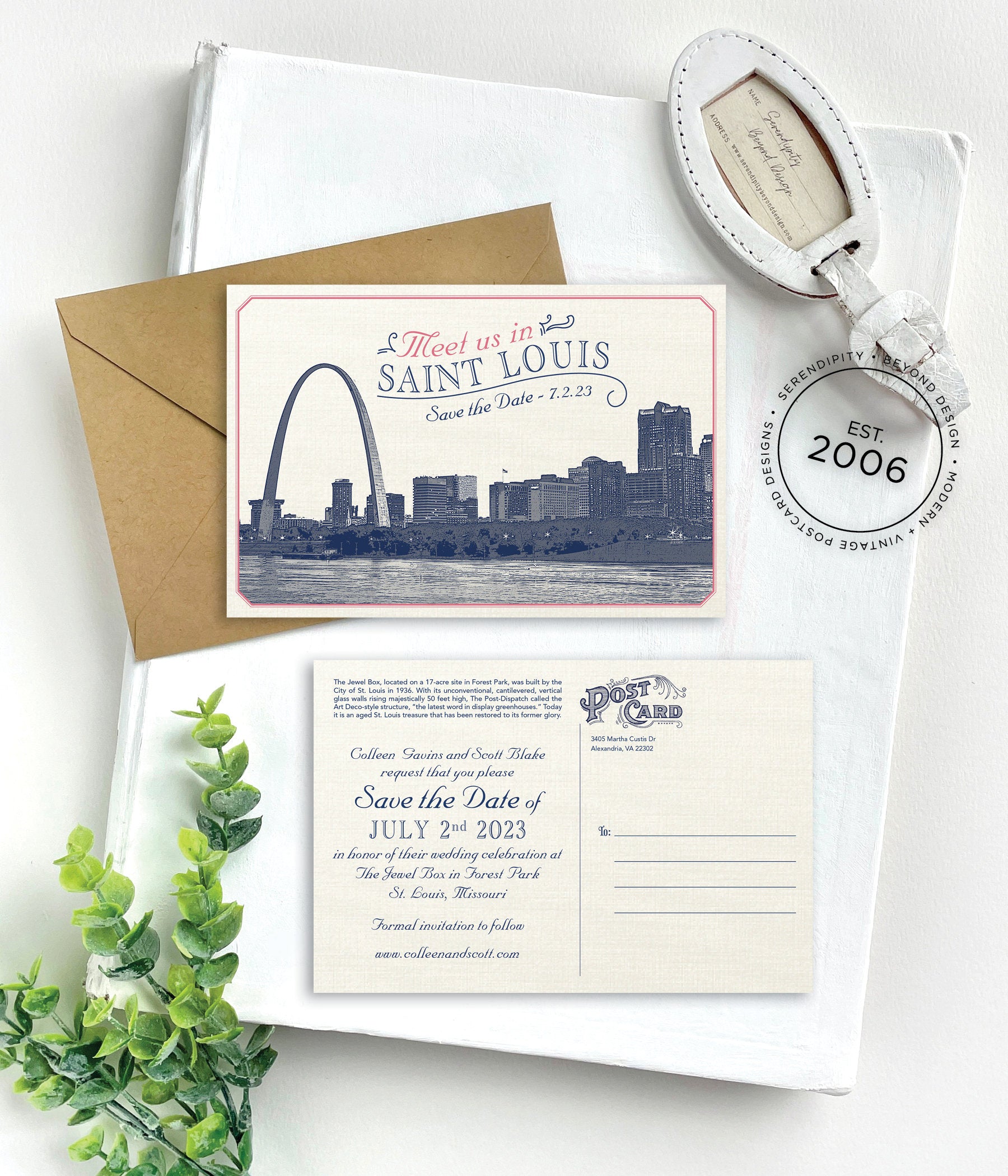 Save the Date - St. Louis, Missouri - Vintage Skyline Postcard