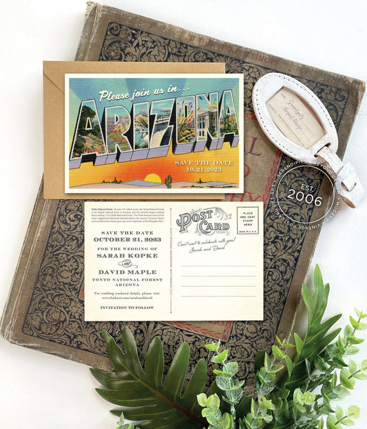 Save the Date - Tonto National Forest, Arizona - Vintage Large Letter Postcard