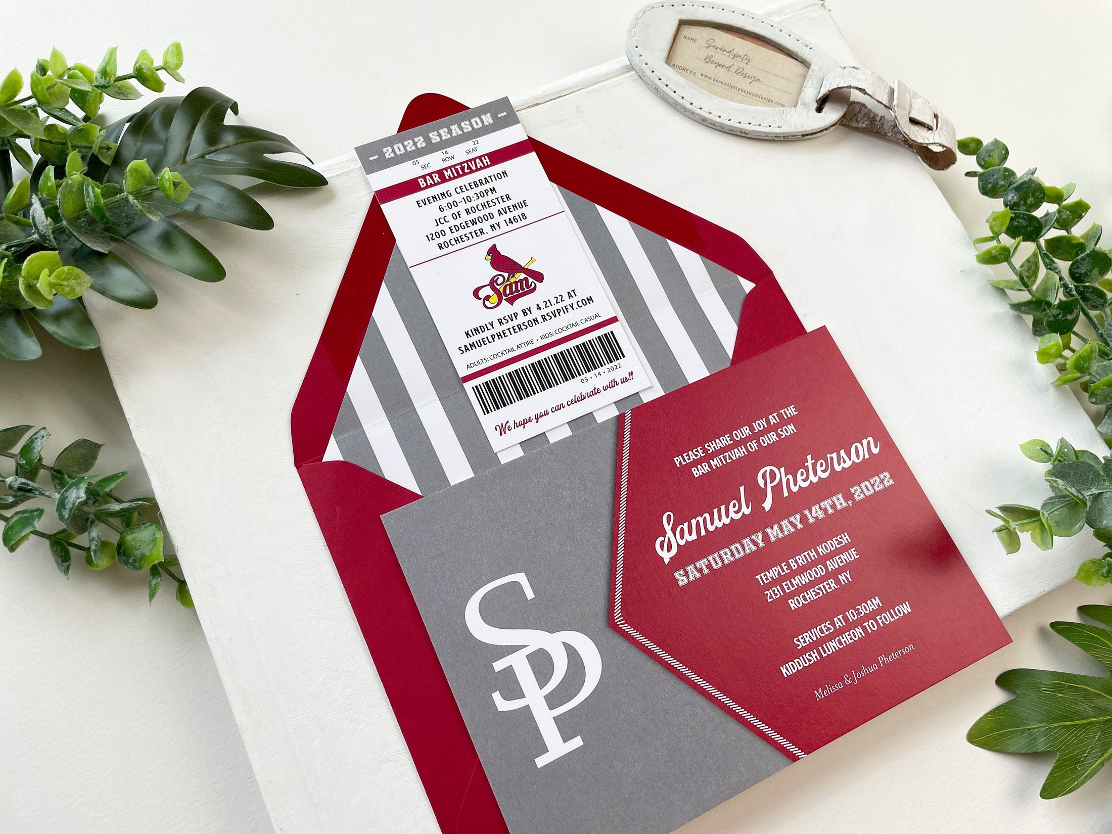 Baseball Ticket Bar Mitzvah Invitation (Sports Theme)