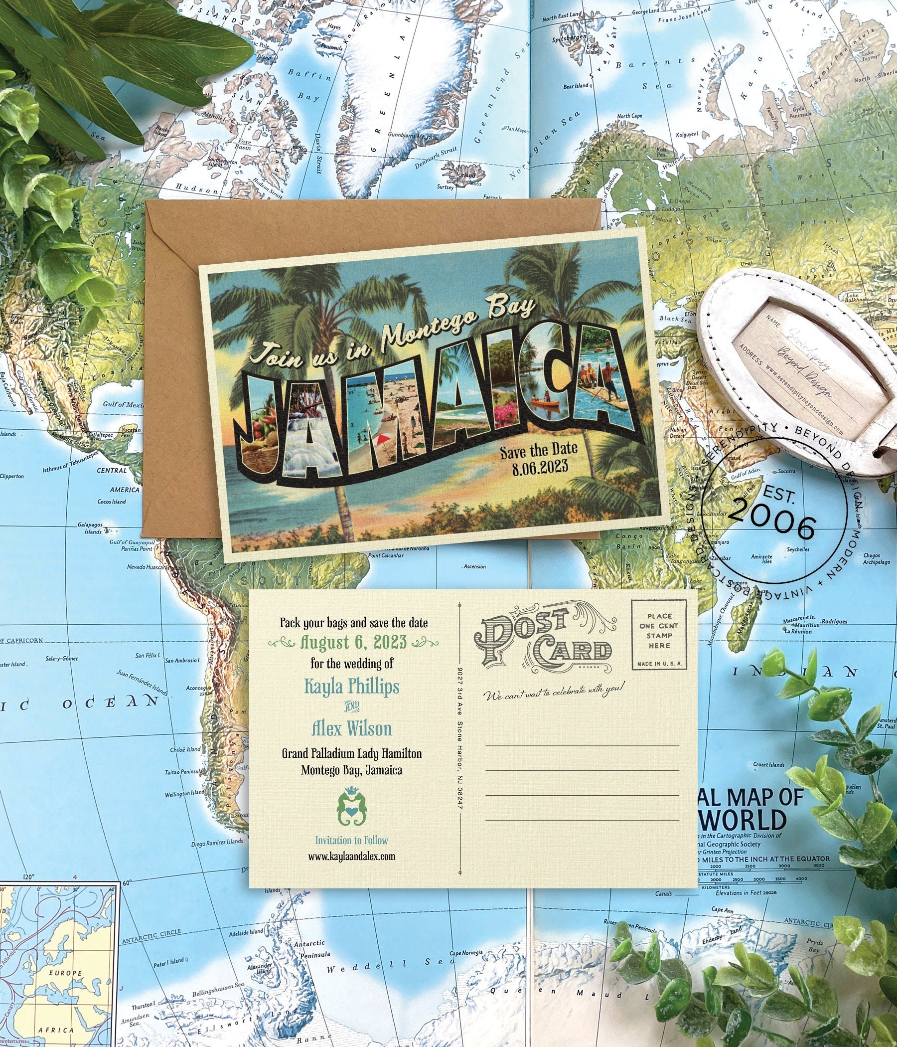 Save the Date - Montego Bay, Jamaica - Vintage Large Letter Postcard