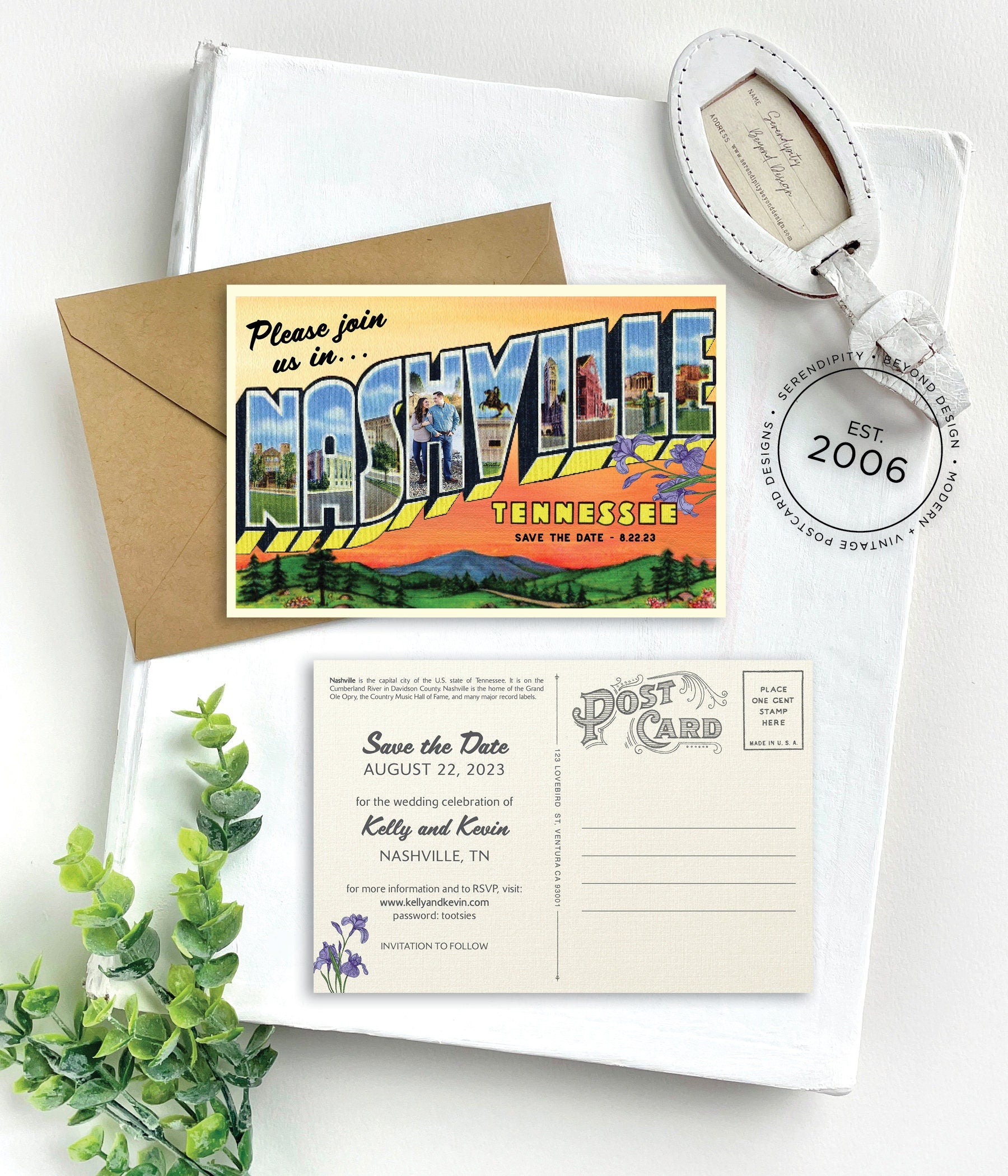 Save the Date - Nashville, Tennessee - Vintage Large Letter Postcard