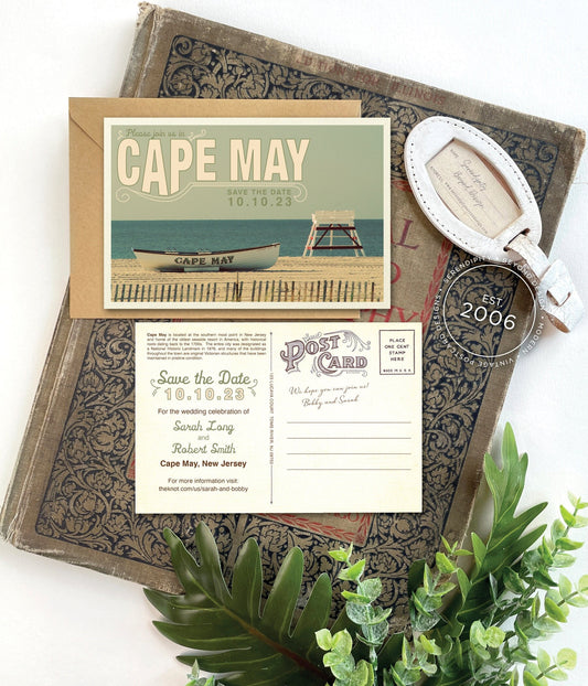 Save the Date - Cape May, New Jersey - Vintage Travel Postcard