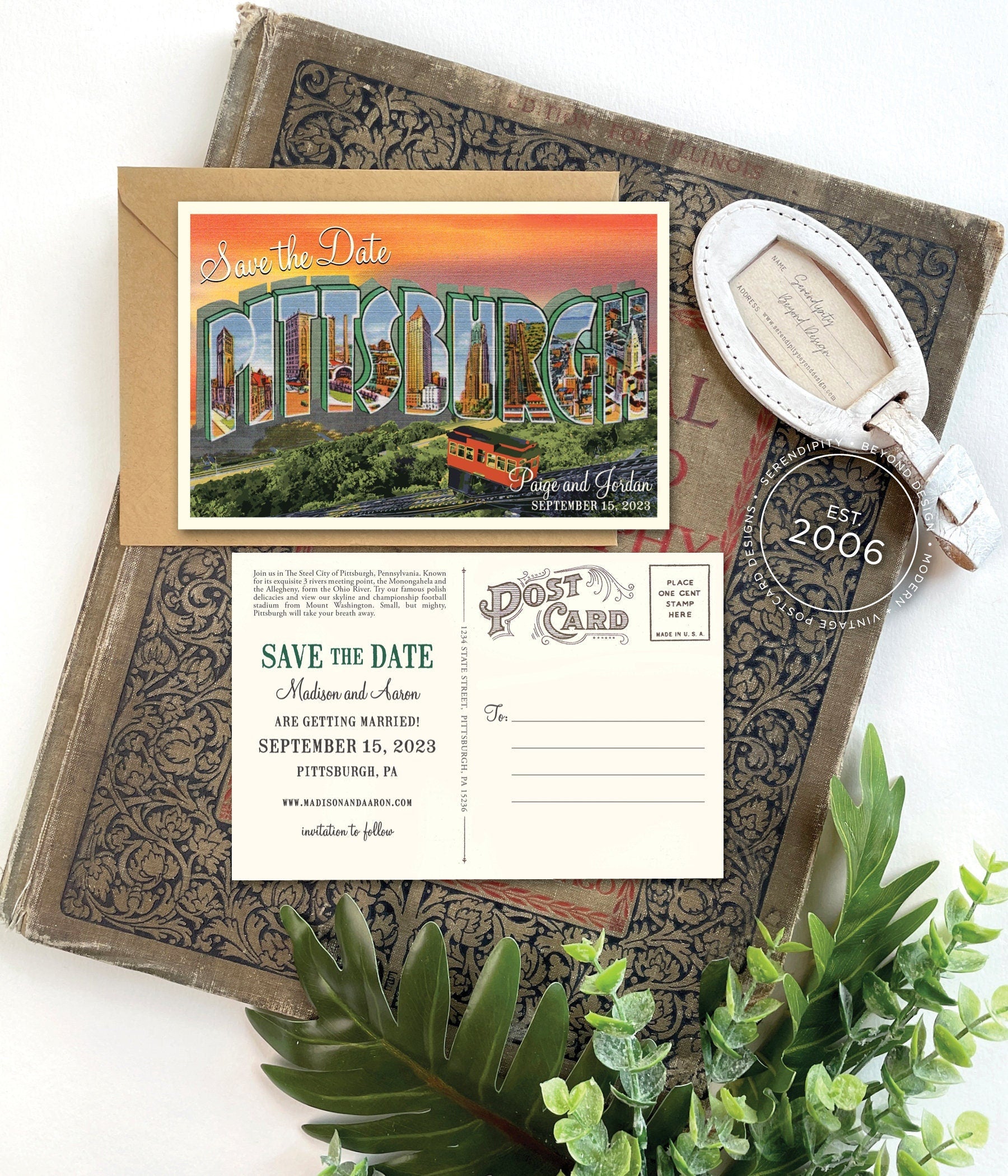 Save the Date - Pittsburgh, Pennsylvania - Vintage Large Letter Postcard
