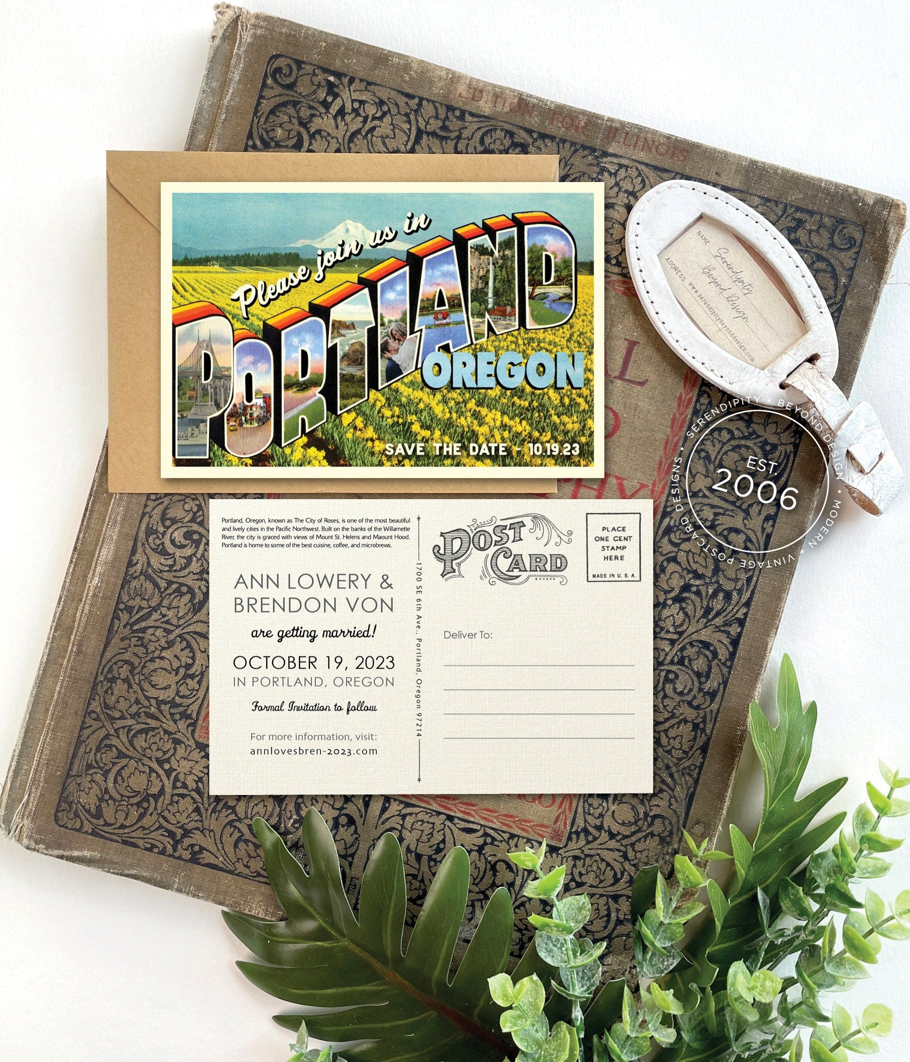 Save the Date - Portland, Oregon - Vintage Large Letter Postcard