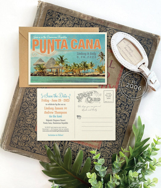 Save the Date - Punta Cana - Vintage Travel Postcard (Dominican Republic)
