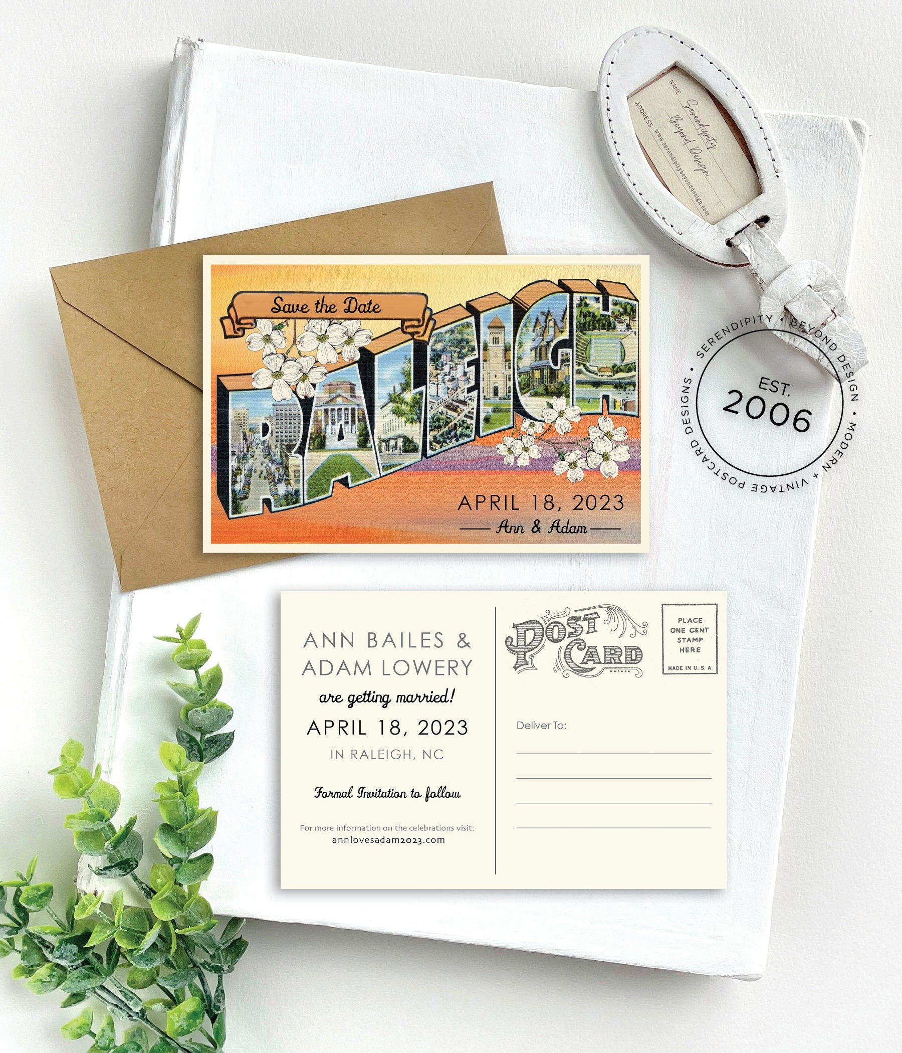 Save the Date - Raleigh - Vintage Large Letter Postcard (North Carolina)
