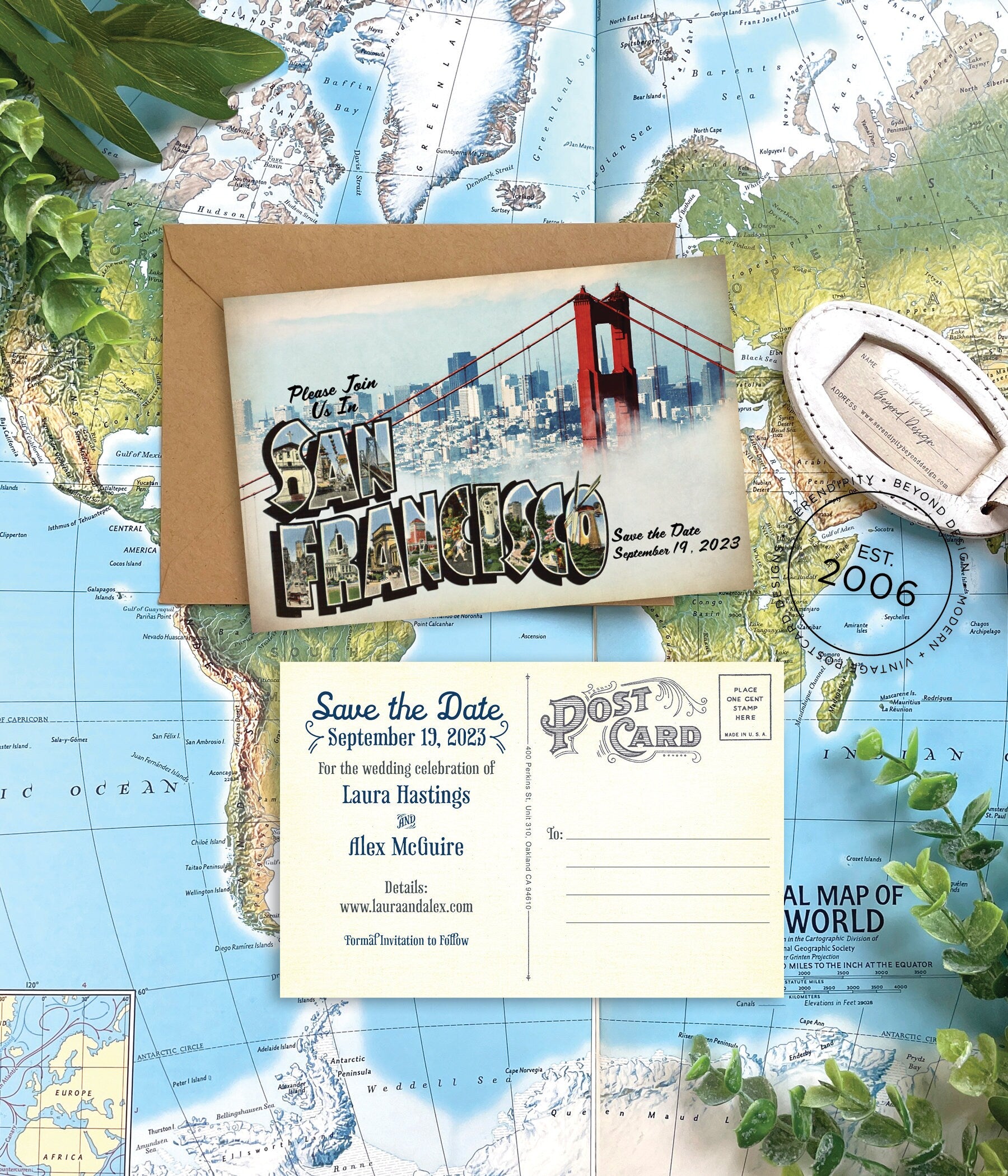 Save the Date - San Francisco, California - Vintage Large Letter Postcard