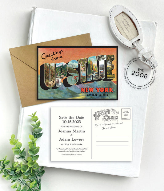 Save the Date - Hillsdale, Upstate New York - Vintage Large Letter Postcard