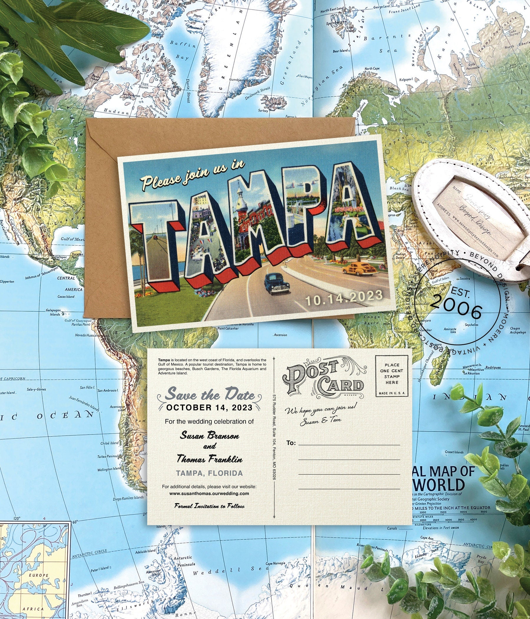 Save the Date - Tampa, Florida - Vintage Large Letter Postcard