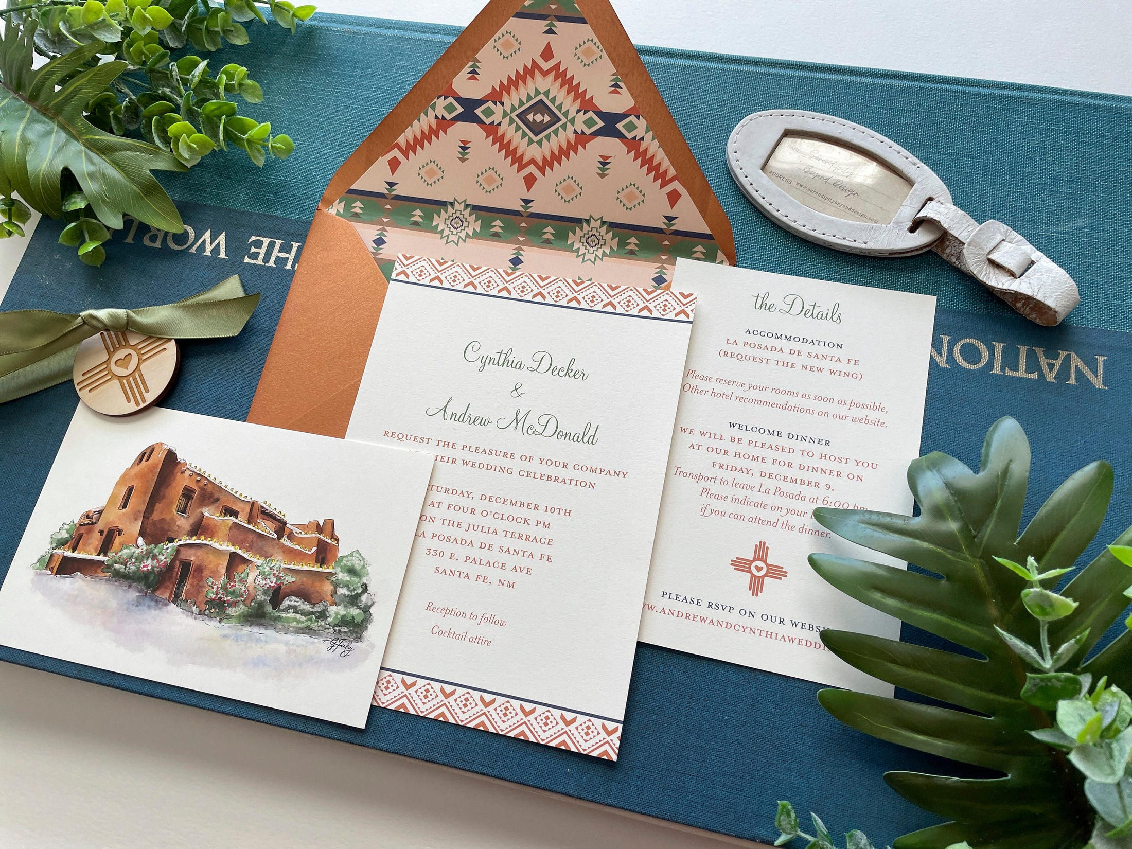 Winter Watercolor Santa Fe Wedding Invitation (New Mexico)