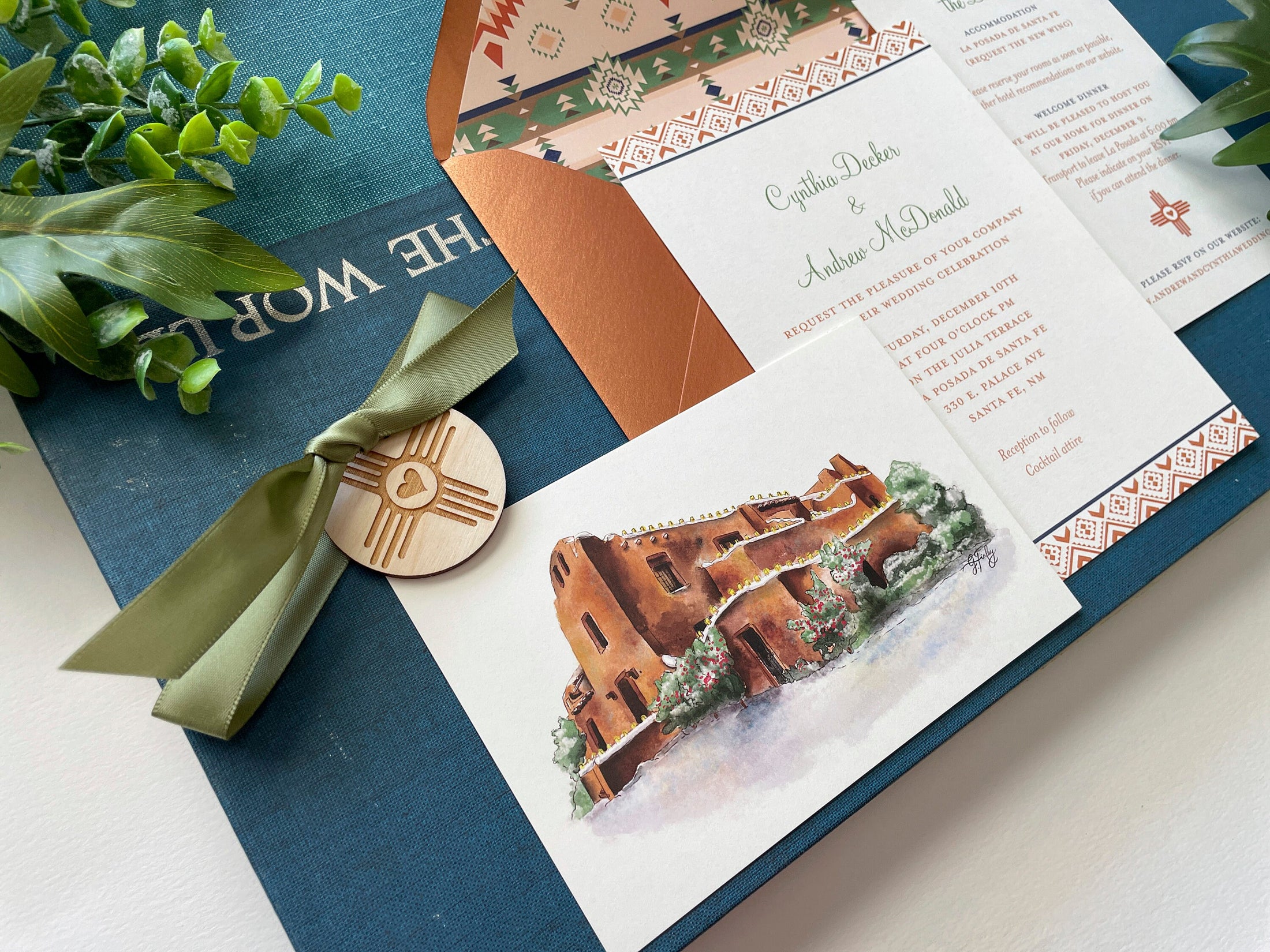 Winter Watercolor Santa Fe Wedding Invitation (New Mexico)