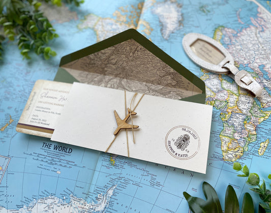 Vintage Boarding Pass Wedding Invitation (Scotland)