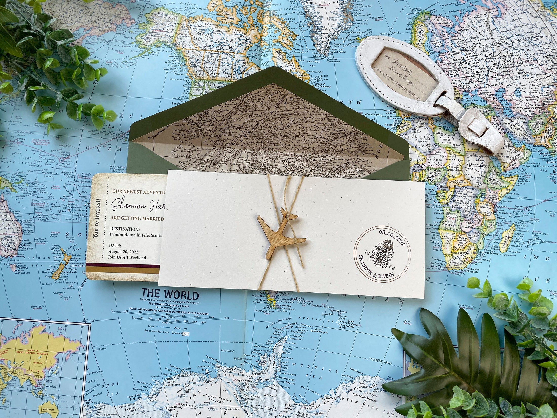Vintage Boarding Pass Wedding Invitation (Scotland)