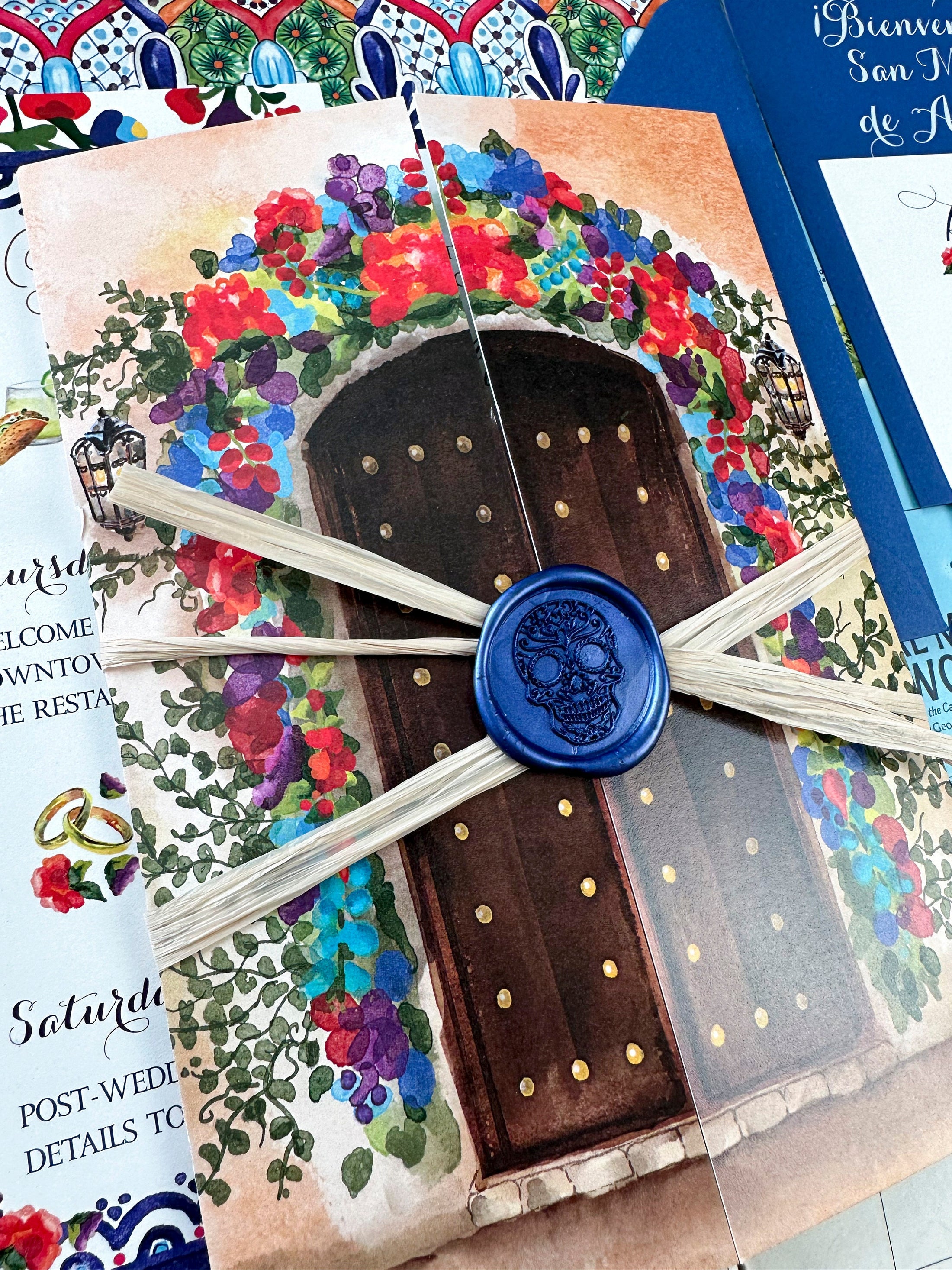 San Miguel Watercolor Gatefold Wedding Invitation (Mexico)