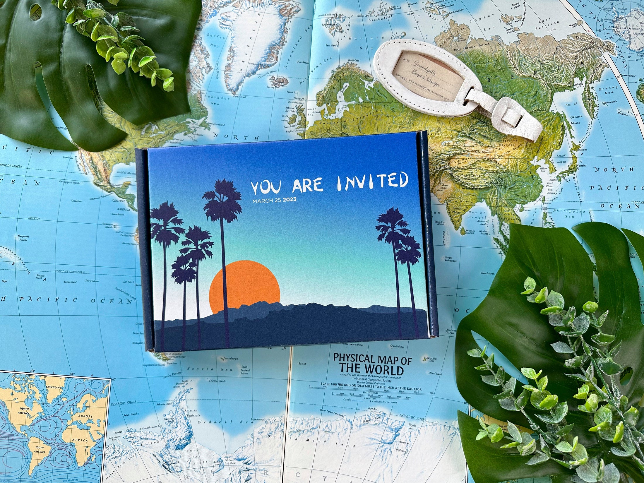 Festival Themed Pool Party Boxed Invitation (Palm Springs, California)