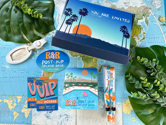 Festival Themed Pool Party Boxed Invitation (Palm Springs, California)