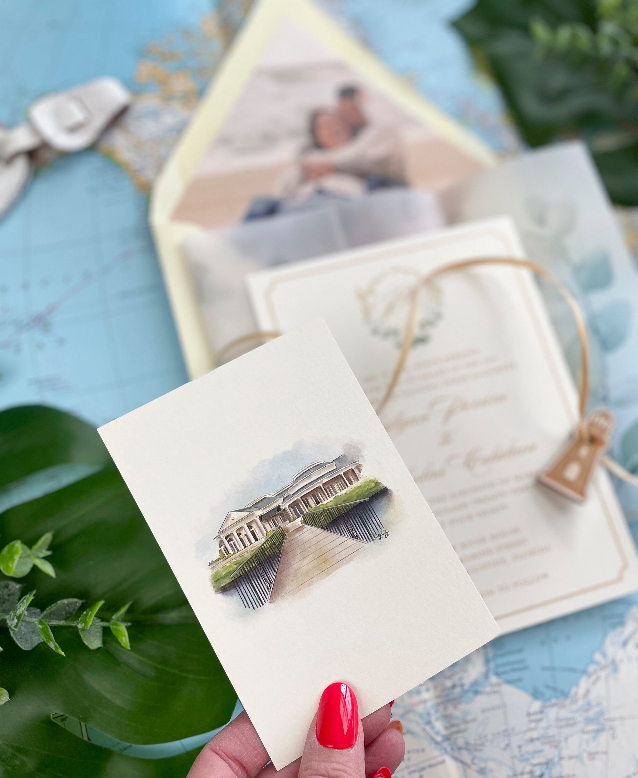Watercolor Lighthouse Wedding Invitation (St. Augustine, Florida)
