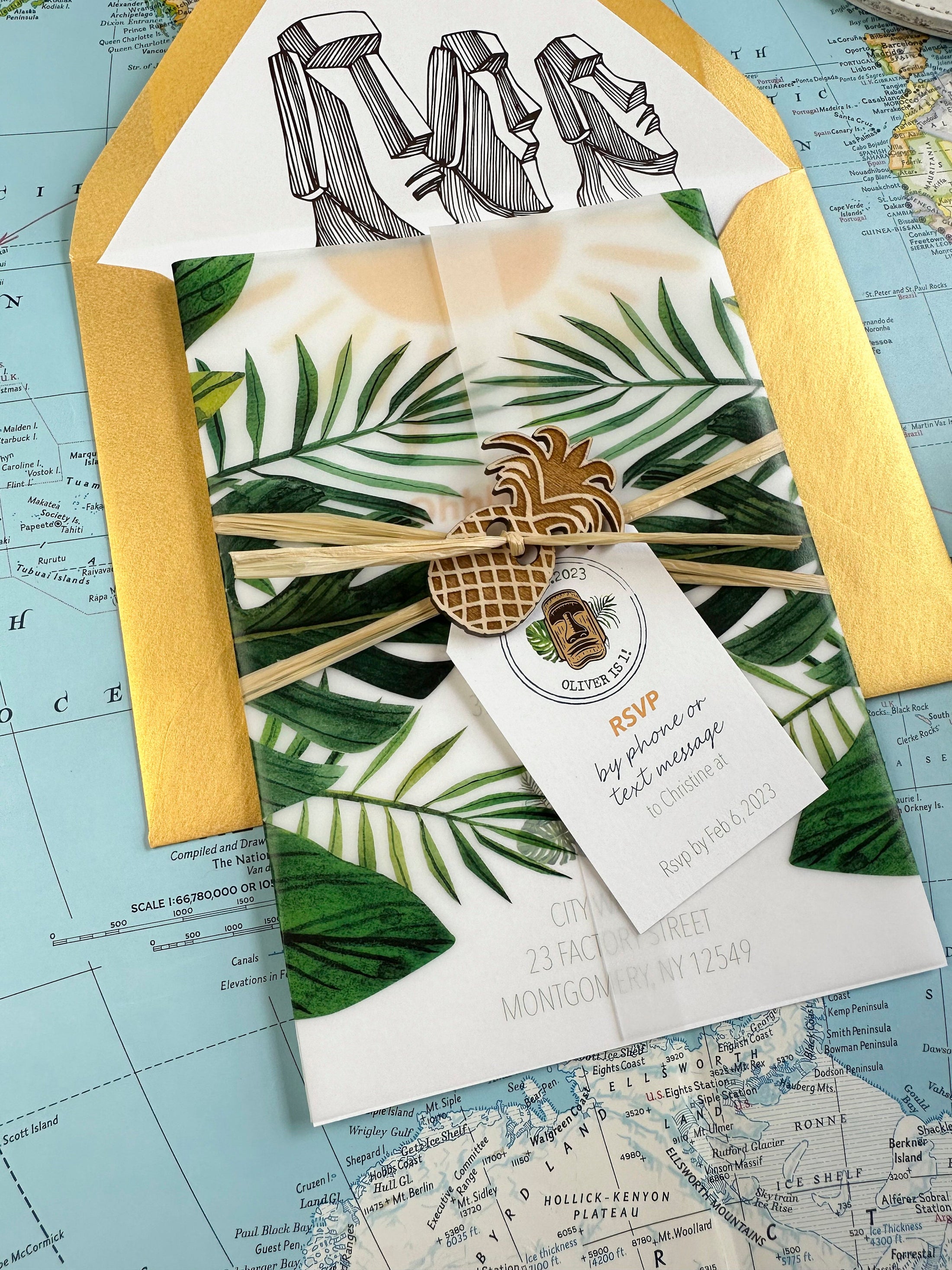 Tiki 1st Birthday Invite (Ohhh Moai)