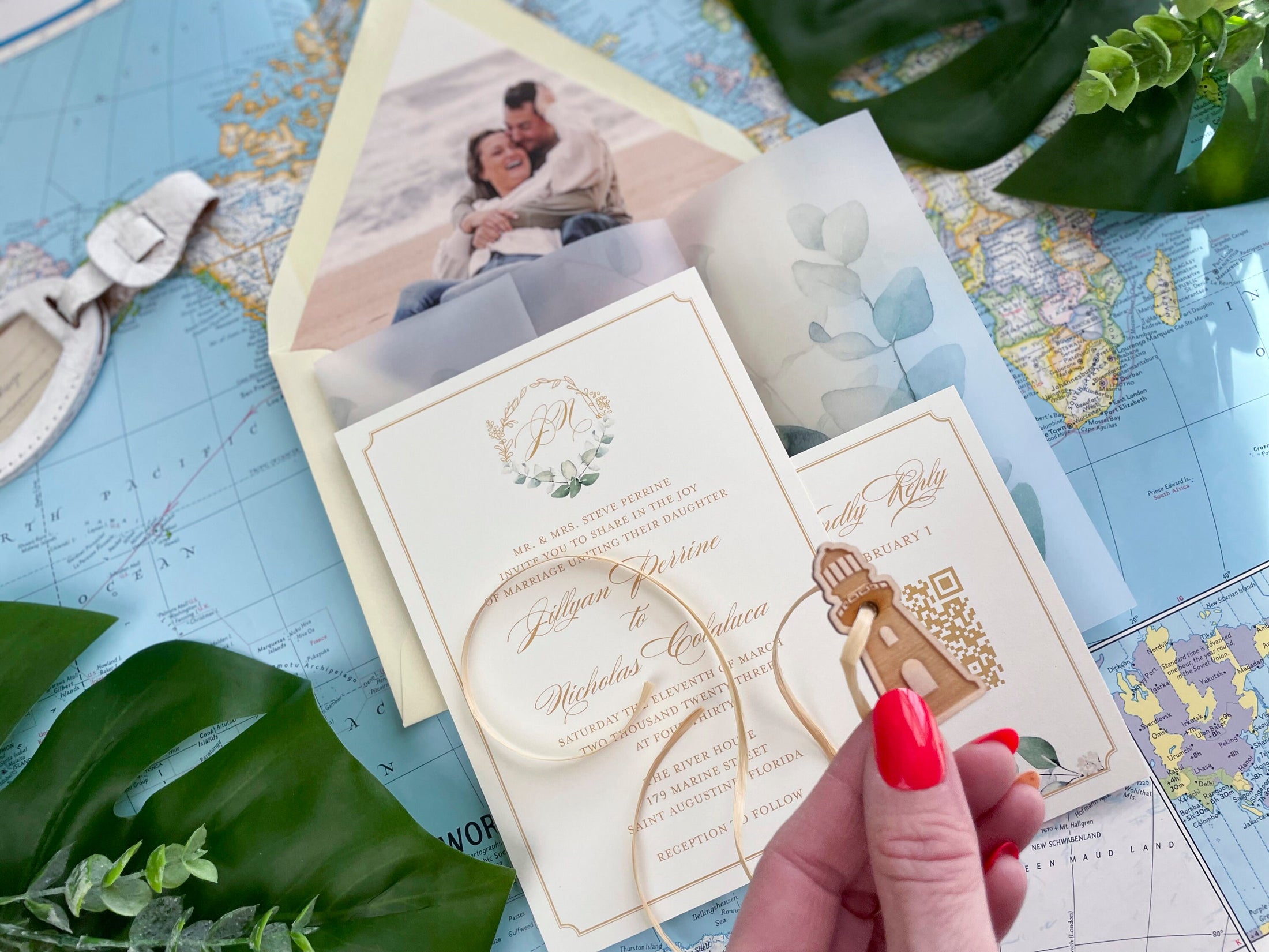 Watercolor Lighthouse Wedding Invitation (St. Augustine, Florida)
