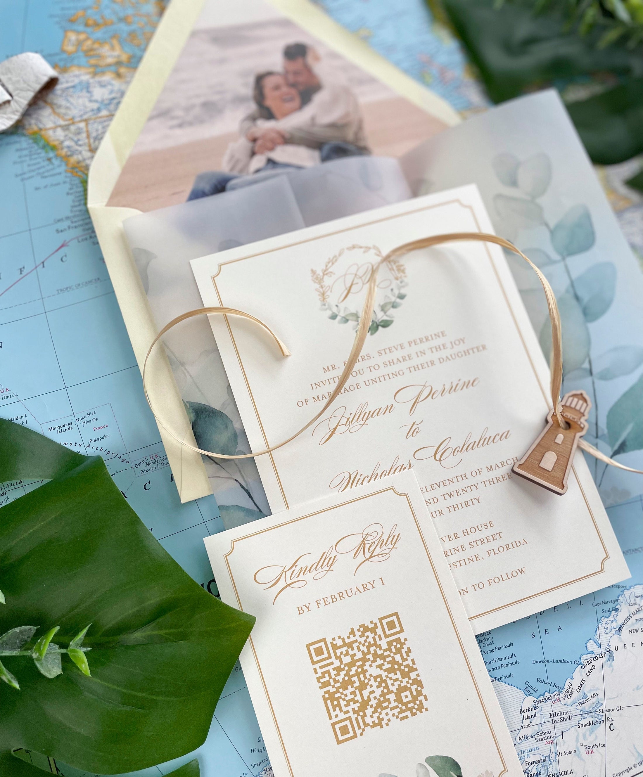 Watercolor Lighthouse Wedding Invitation (St. Augustine, Florida)