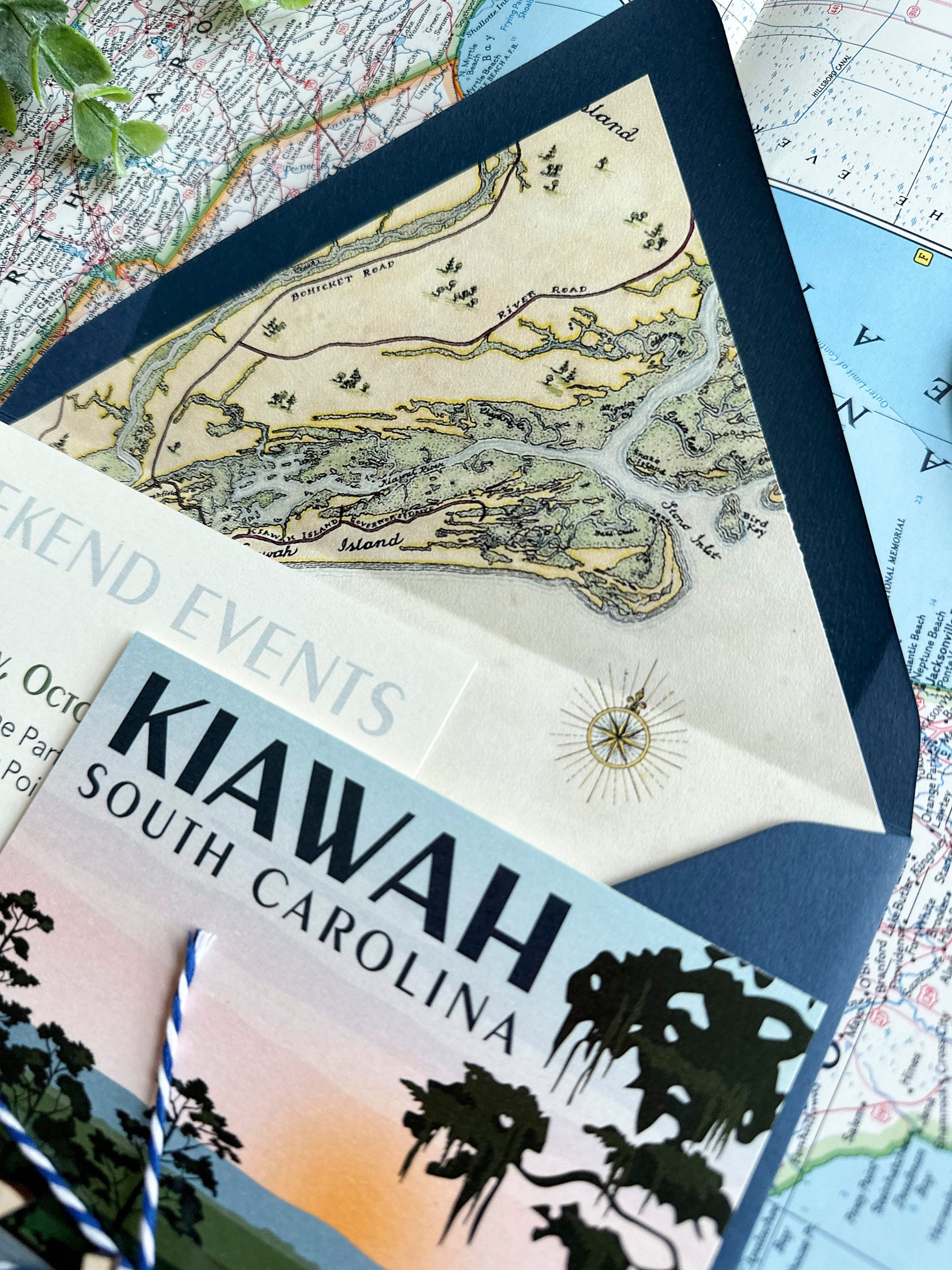Vintage Travel Poster Save the Date (Kiawah Island, North Carolina)