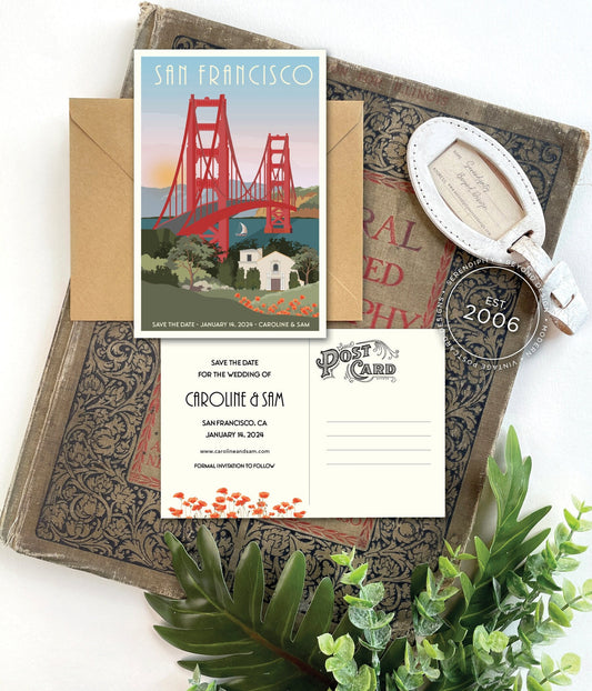 Save the Date - San Francisco California - Vintage Poster Postcard