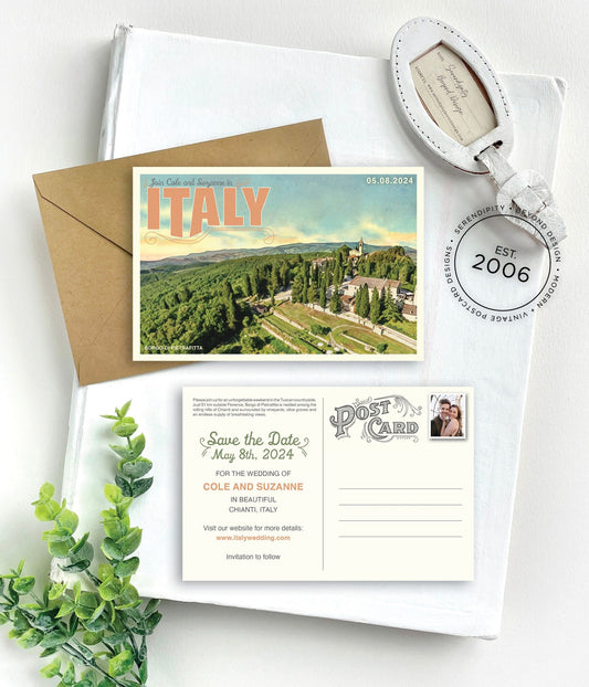 Save the Date - Chianti, Italy - Vintage Travel Postcard
