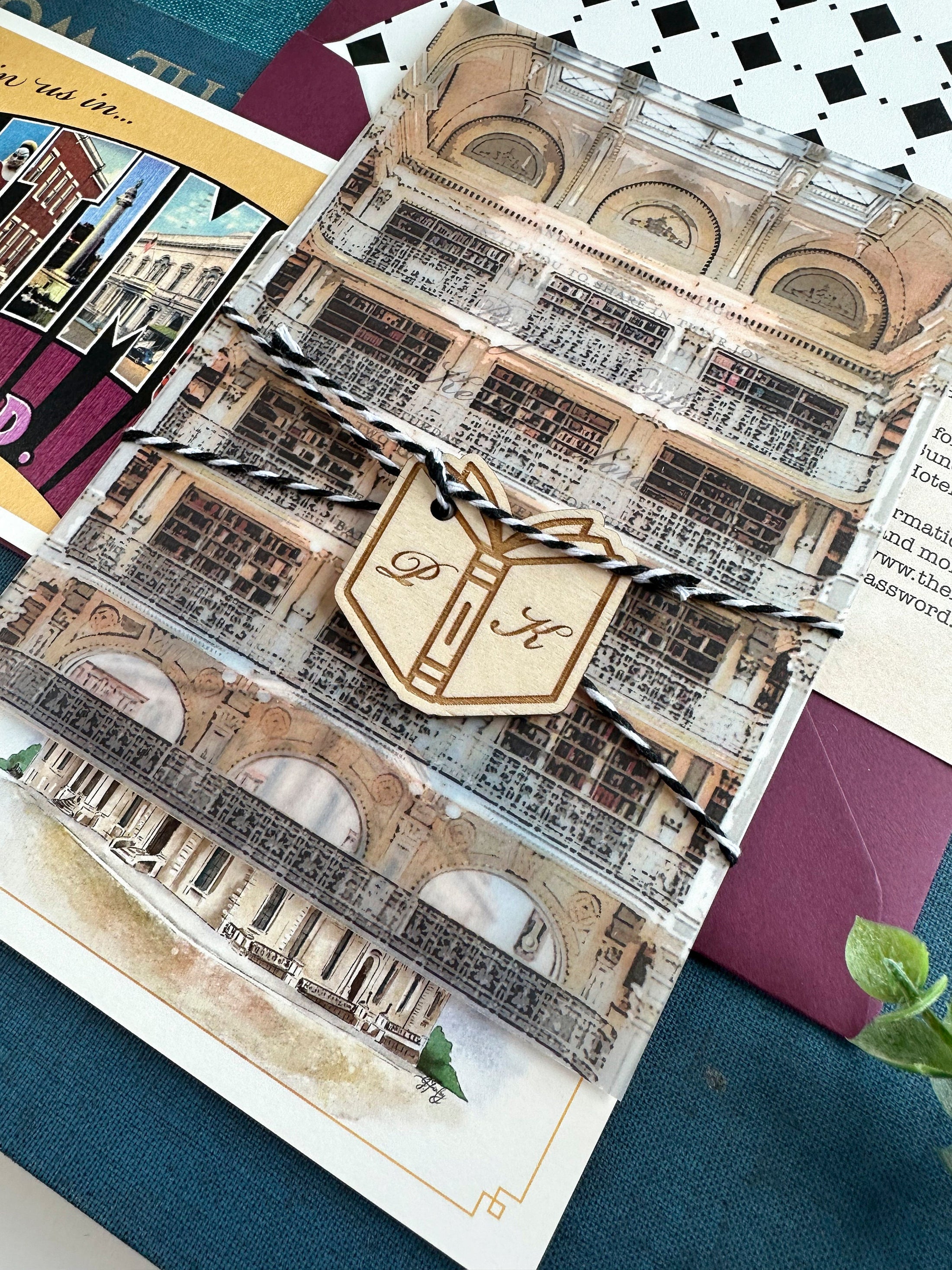 Watercolor Library Custom Wedding Invitation (George Peabody Library)