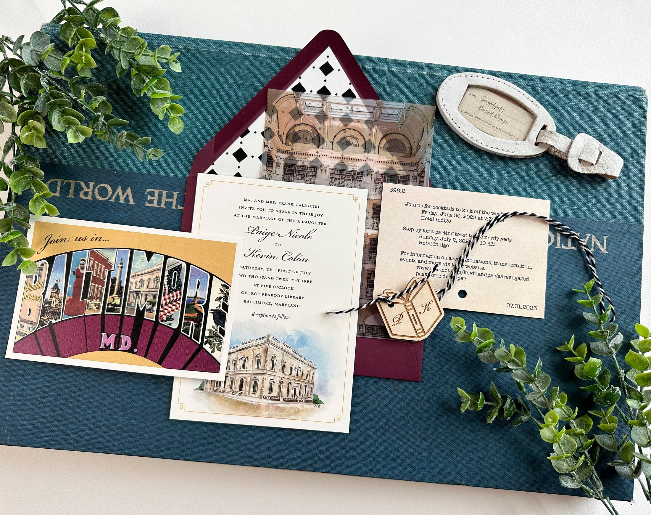 Watercolor Library Custom Wedding Invitation (George Peabody Library)