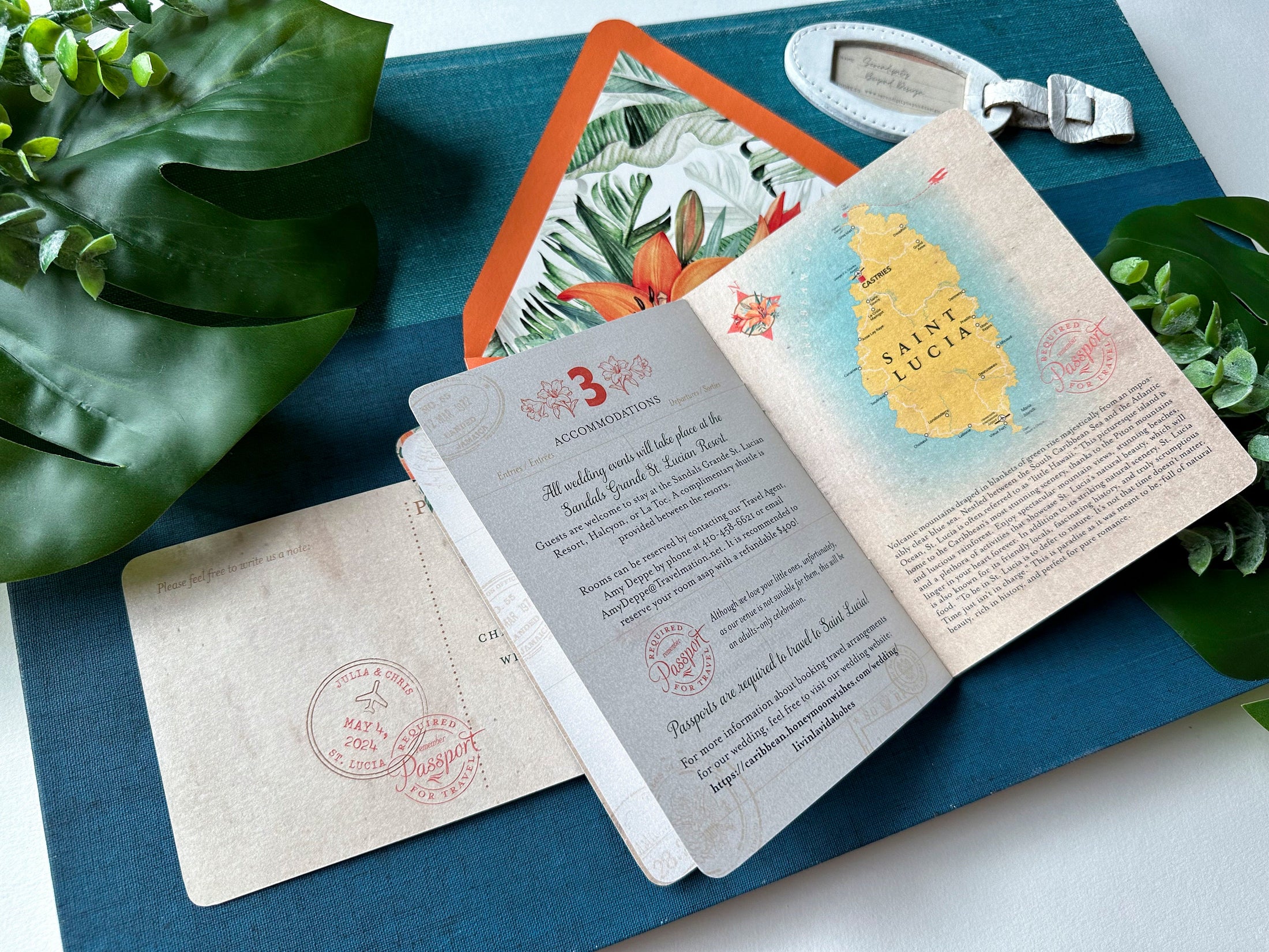 Caribbean Passport Destination Wedding Invitation (St Lucia)