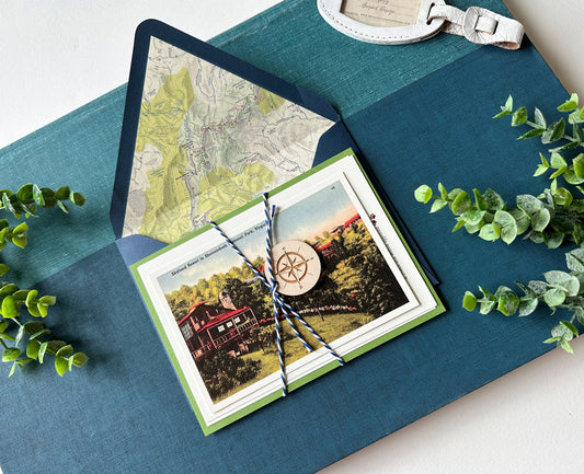 Vintage National Park Travel Wedding Invitation (Shenandoah Skyland Resort)