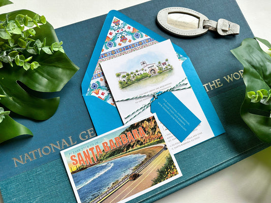 Watercolor Santa Barbara Courthouse Wedding Invitation (Santa Barbara, California)