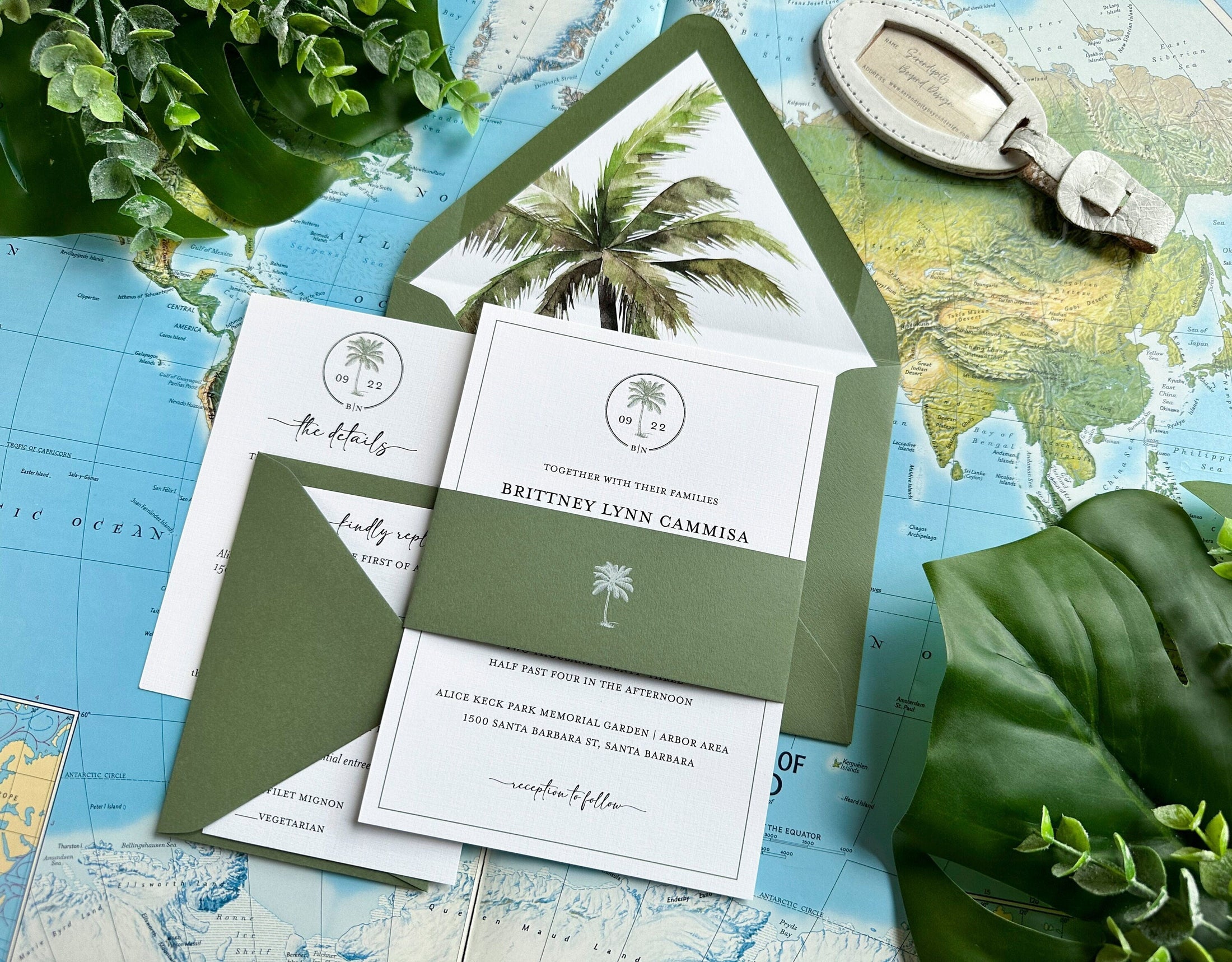 Tropical California Wedding Invitation (Santa Barbara)