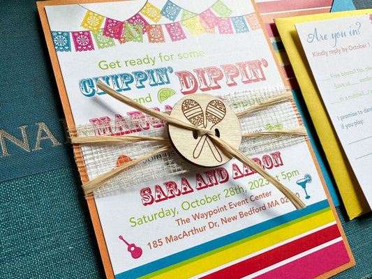 Vibrant Mexico Wedding Invitation | Custom Papel Picado Design | Colorful Destination Suite