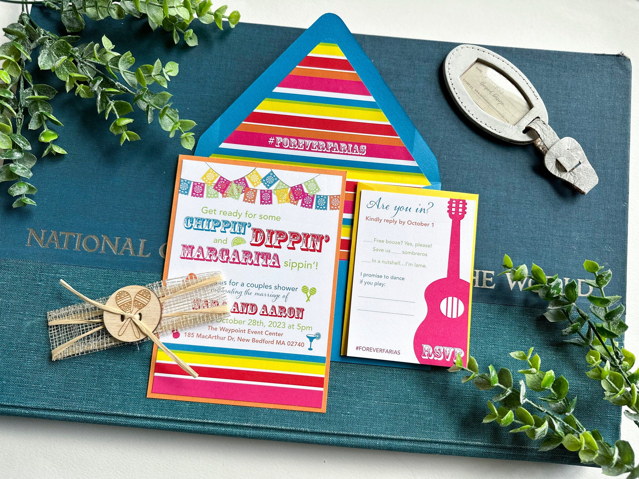 Vibrant Mexico Wedding Invitation | Custom Papel Picado Design | Colorful Destination Suite