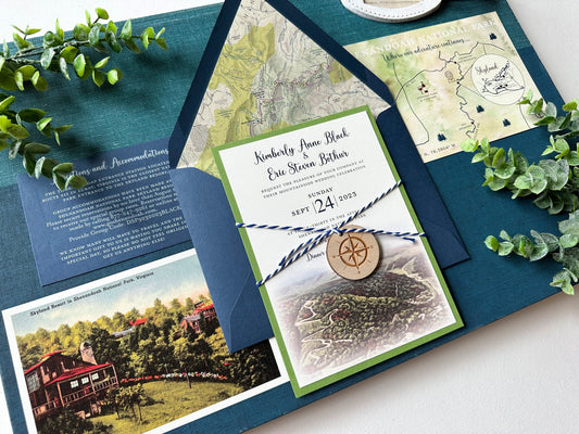 Vintage National Park Travel Wedding Invitation (Shenandoah Skyland Resort)