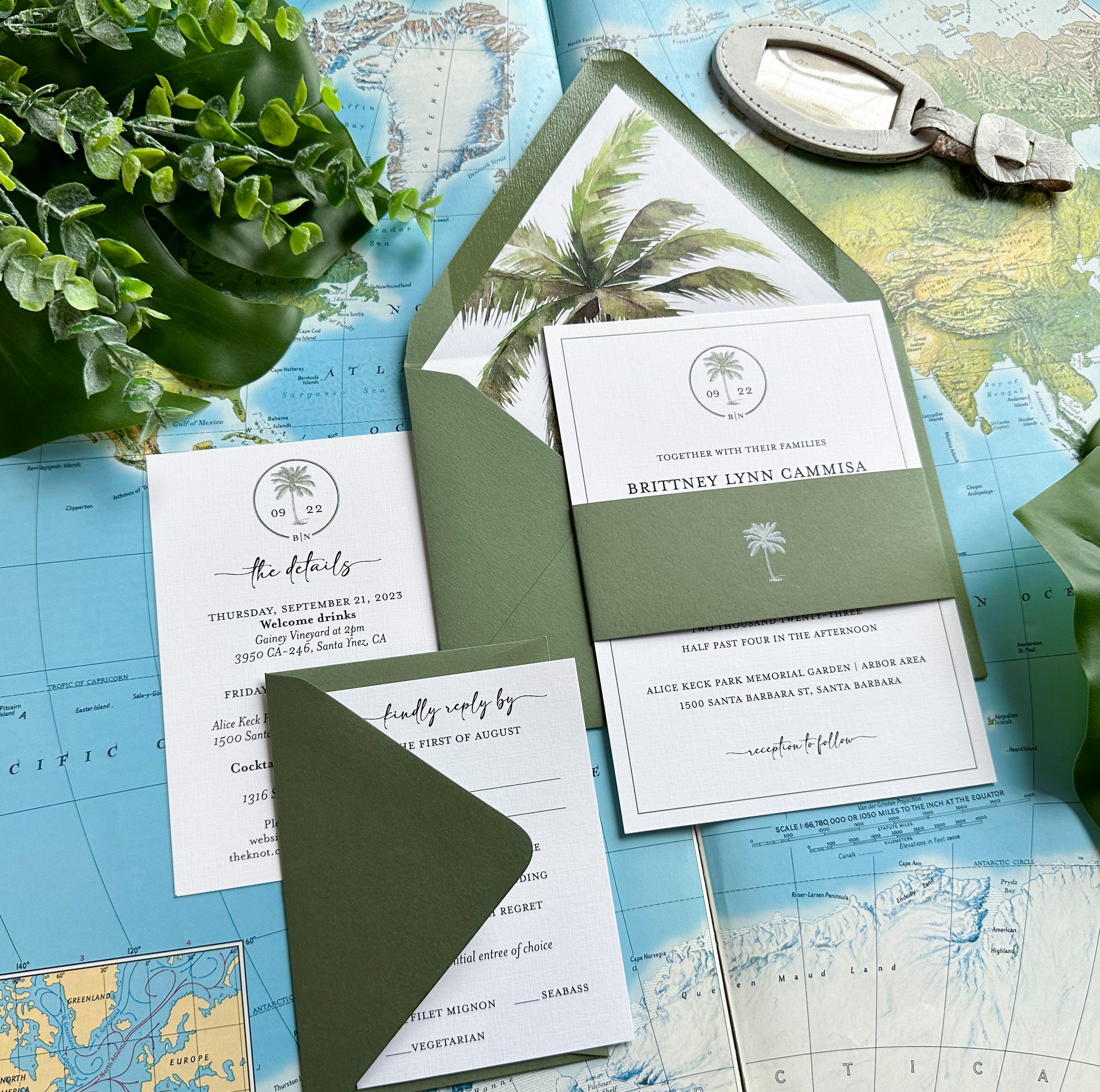 Tropical California Wedding Invitation (Santa Barbara)