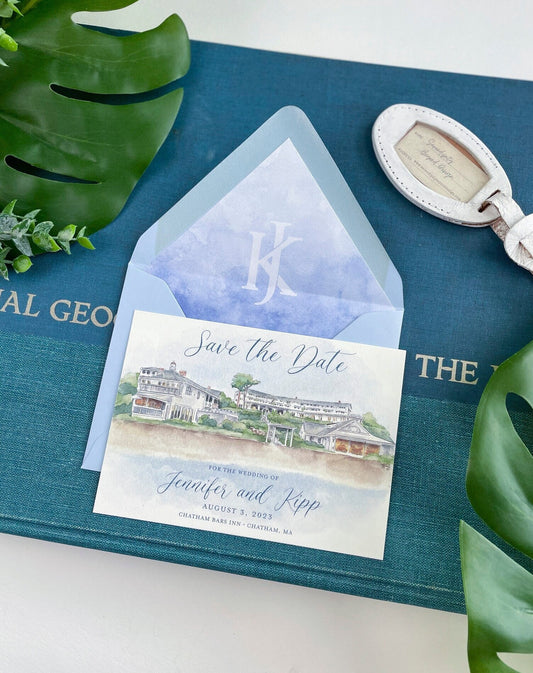 Watercolor Save the Date - Chatham Bars Inn (Chatham, Massachusetts)