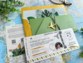 Load image into Gallery viewer, Jungle Adventure Birthday Invitation (Gold and Green Boarding Pass with Passport)
