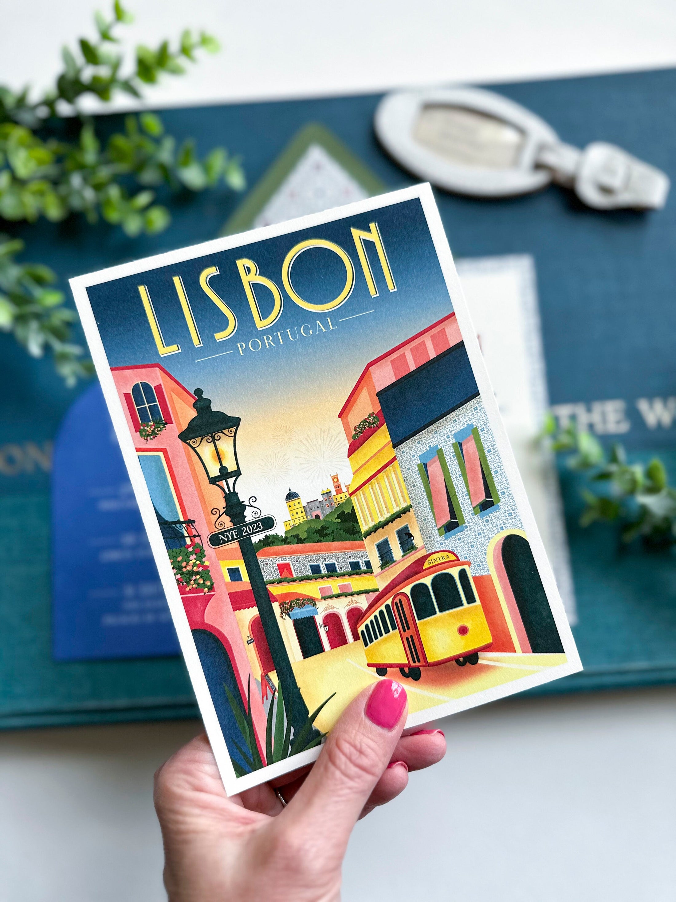 Custom Travel Poster Wedding Invitation (Lisbon, Portugal)