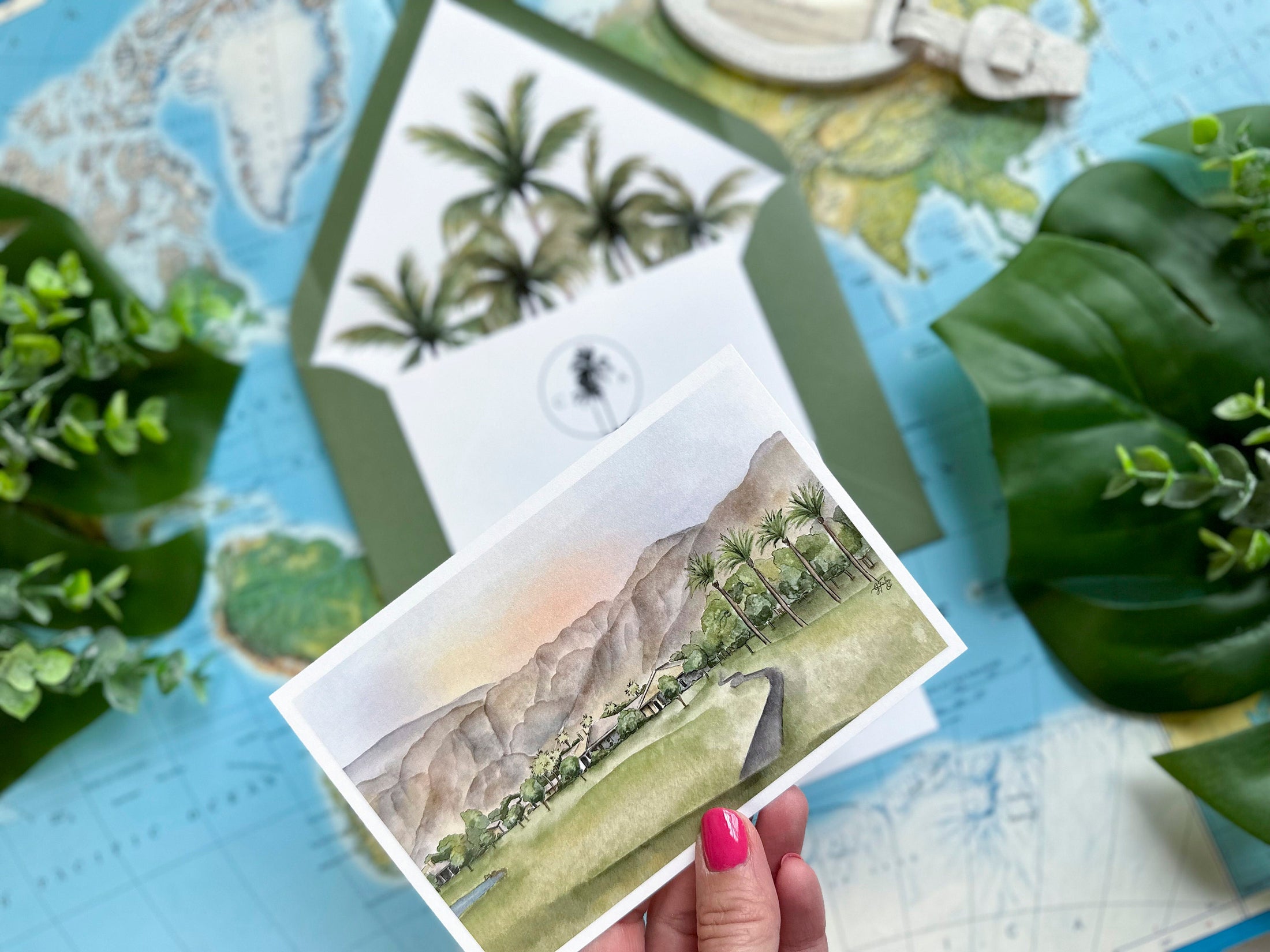 Watercolor Palm Tree Wedding Invitation (Indio, California)