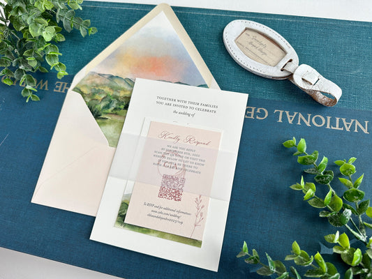 Mountain Watercolor Wedding Invitation (Marshall, North Carolina)