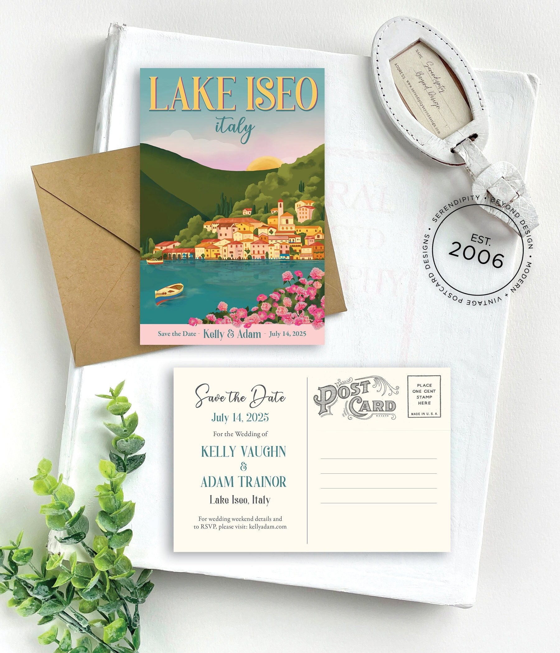 Save the Date - Lake Iseo, Italy - Vintage Poster Postcard