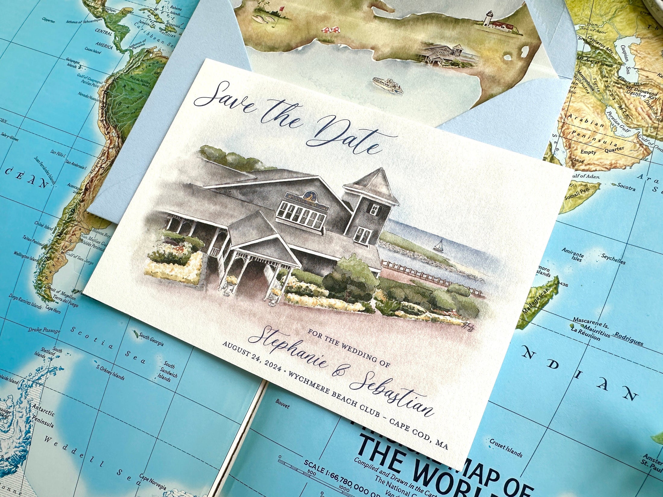 Watercolor Save the Date - Wychmere Beach Club (Cape Cod)