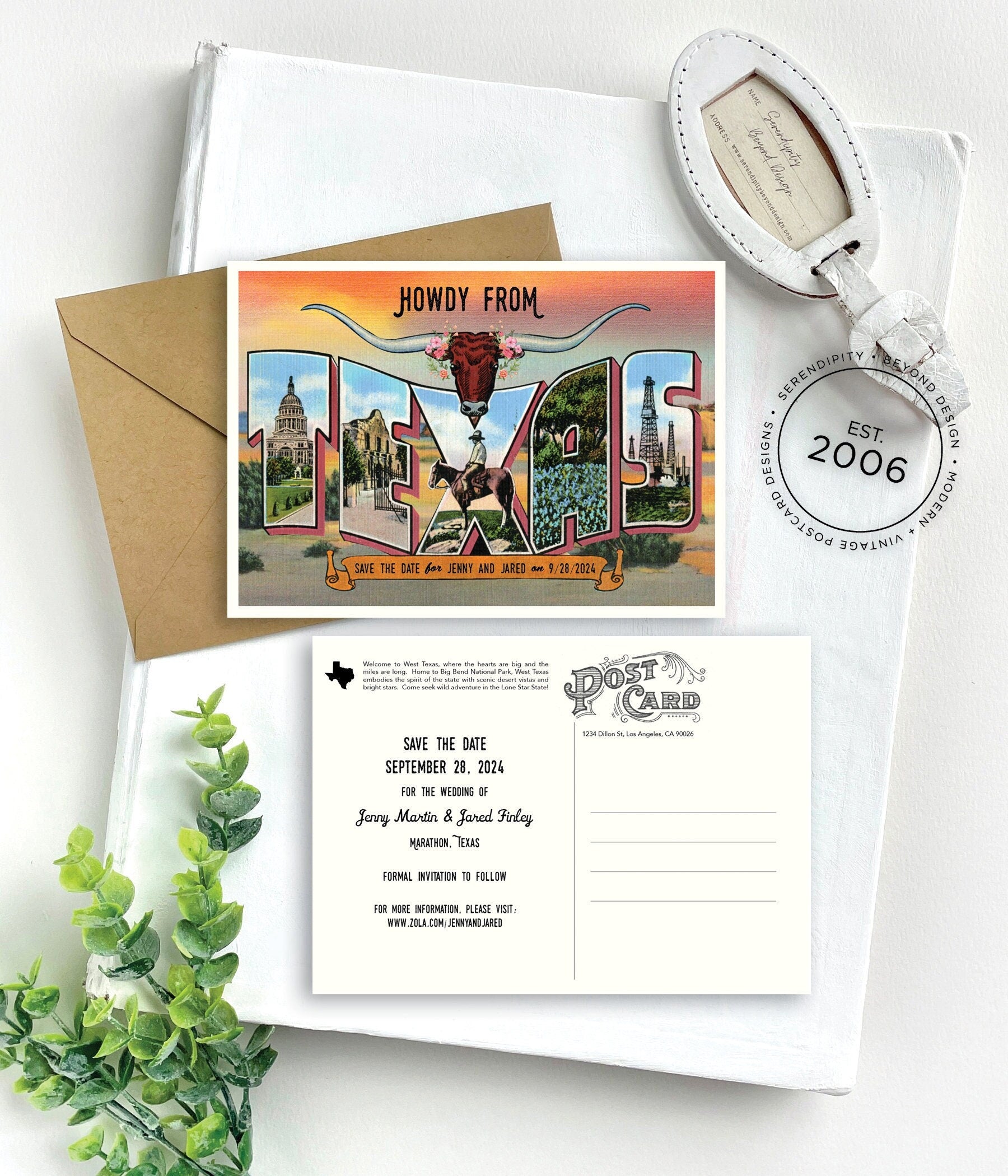 Save the Date - Marathon, Texas - Vintage Large Letter Postcard